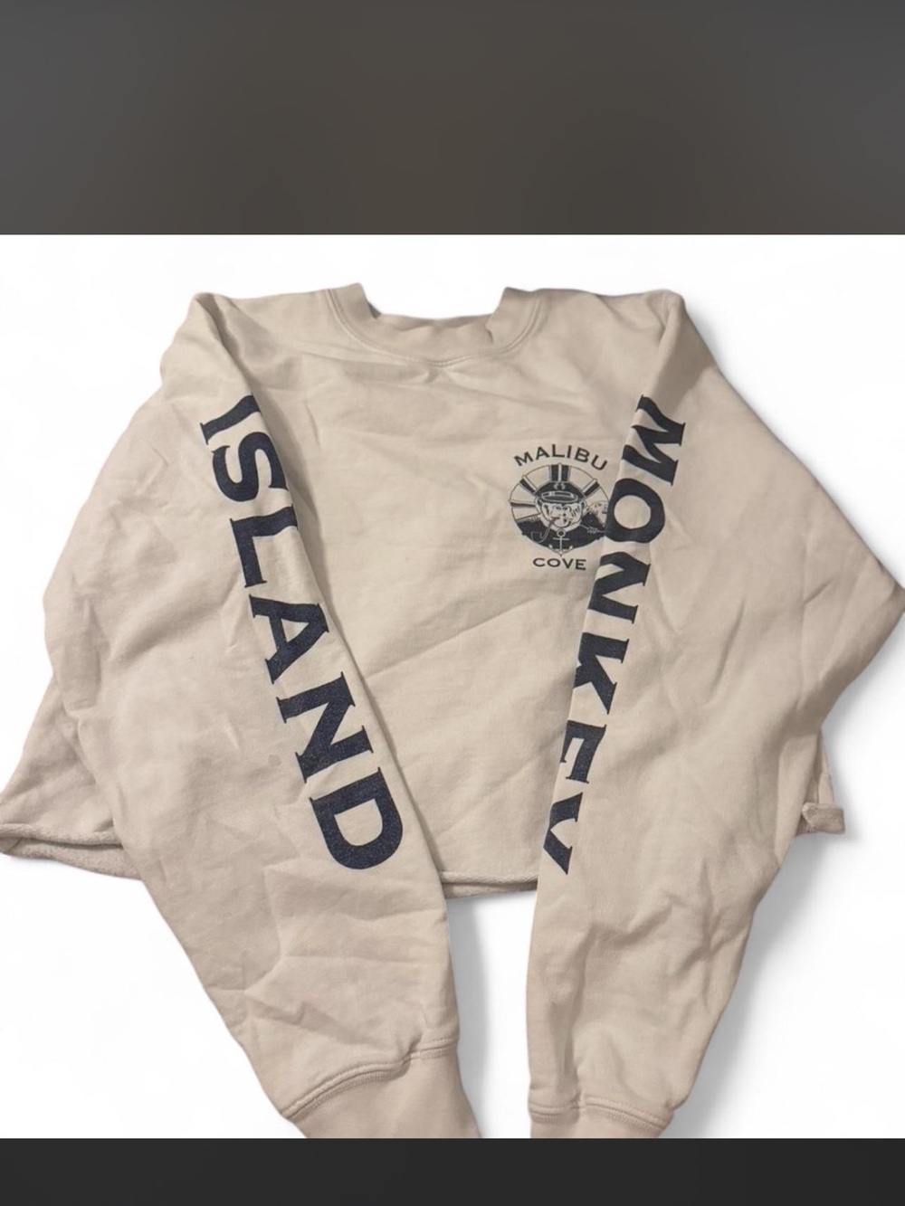Malibu Cove Monkey Island Graphic Crewneck Sweatshirt - Beige
